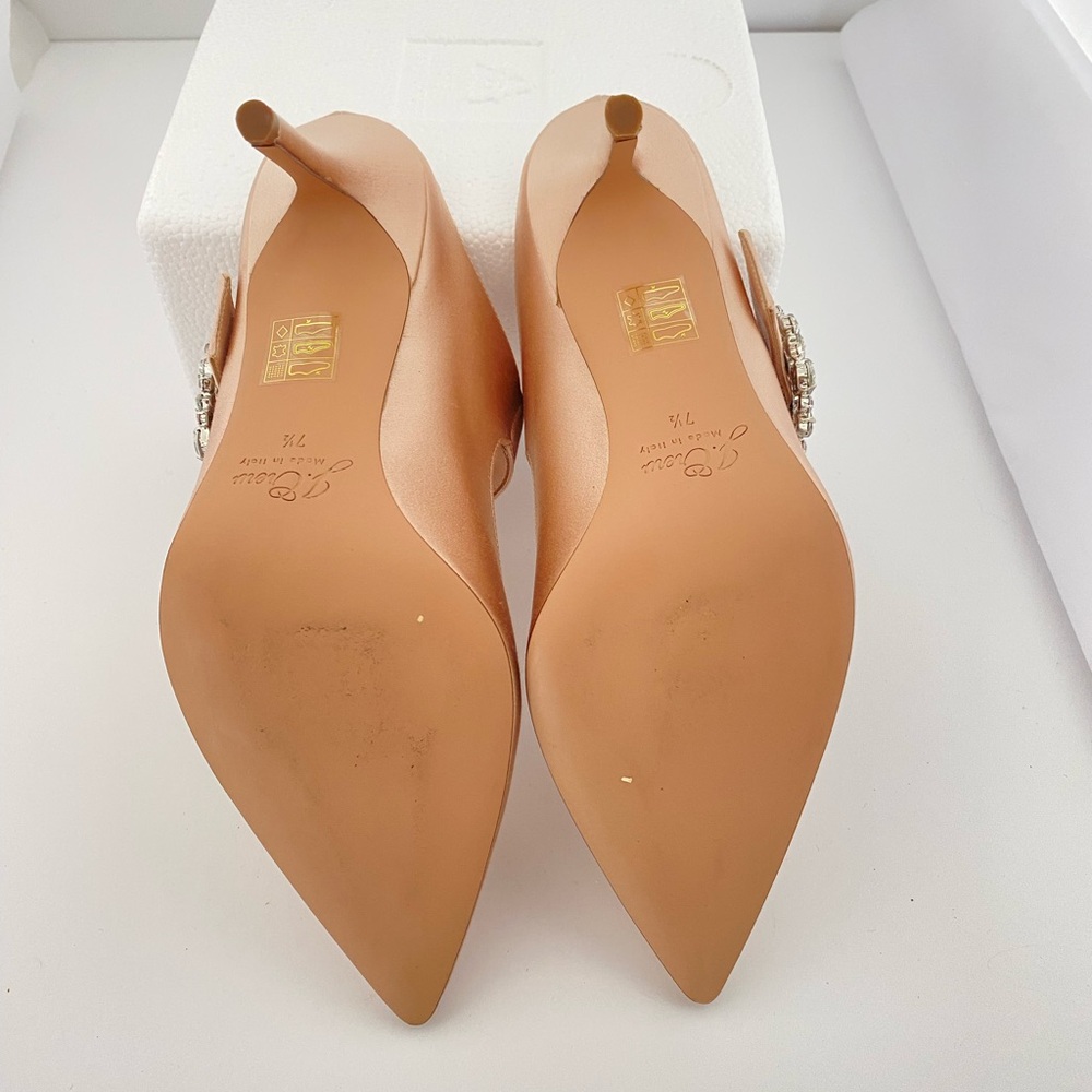 J. Crew Satin Heels in Light Pink with Crystal Buckle - Picture 4 of 4